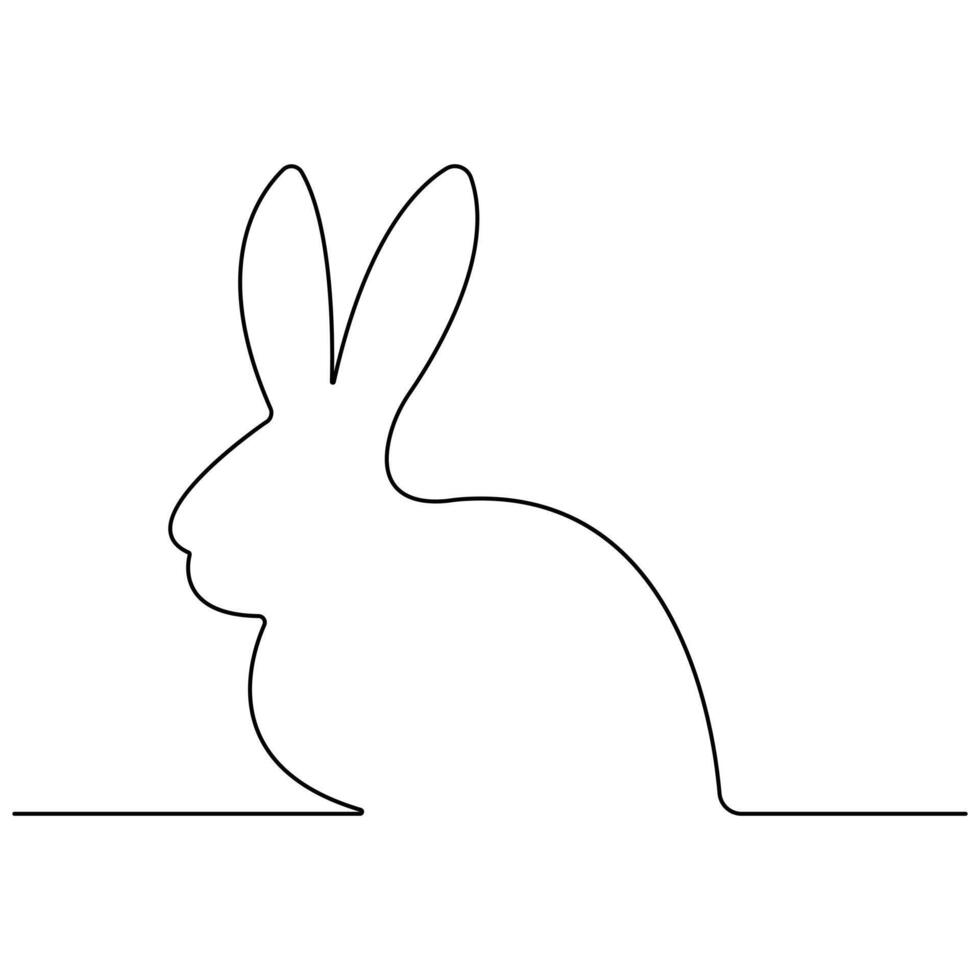 kontinuierlich Single Linie Kunst Zeichnung von Ostern Hase und süß Hase Vektor