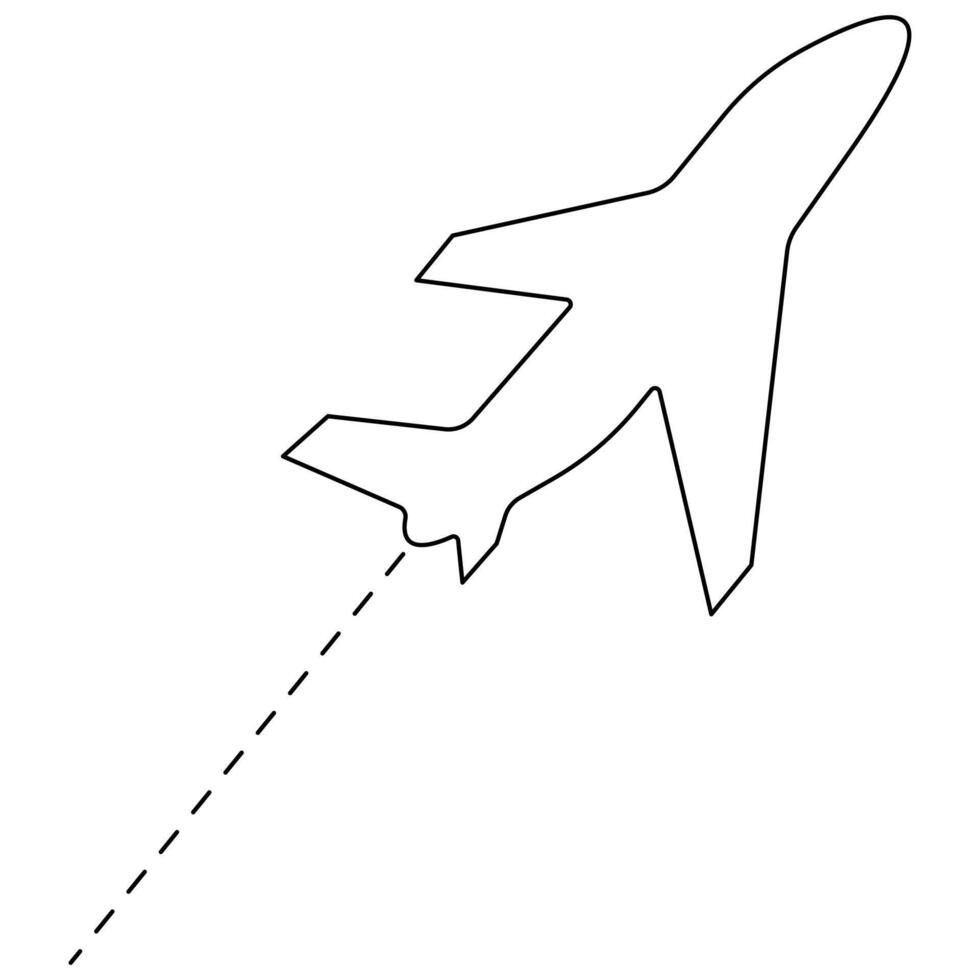 kontinuerlig enda linje konst teckning av flygplan ikon vektor
