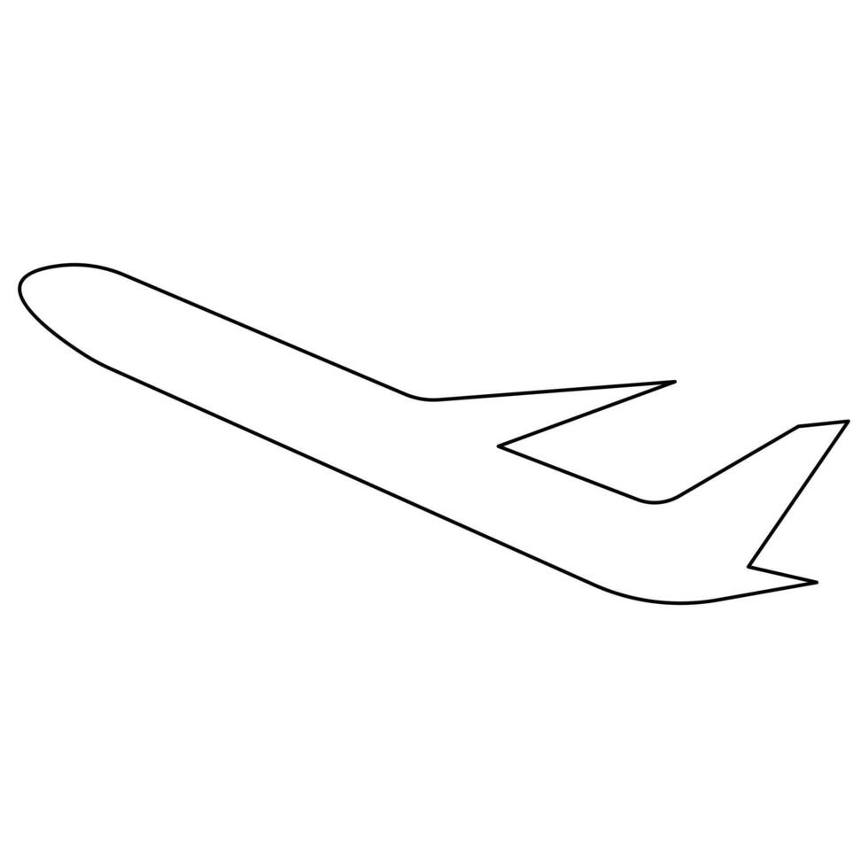 kontinuerlig enda linje konst teckning av flygplan ikon vektor