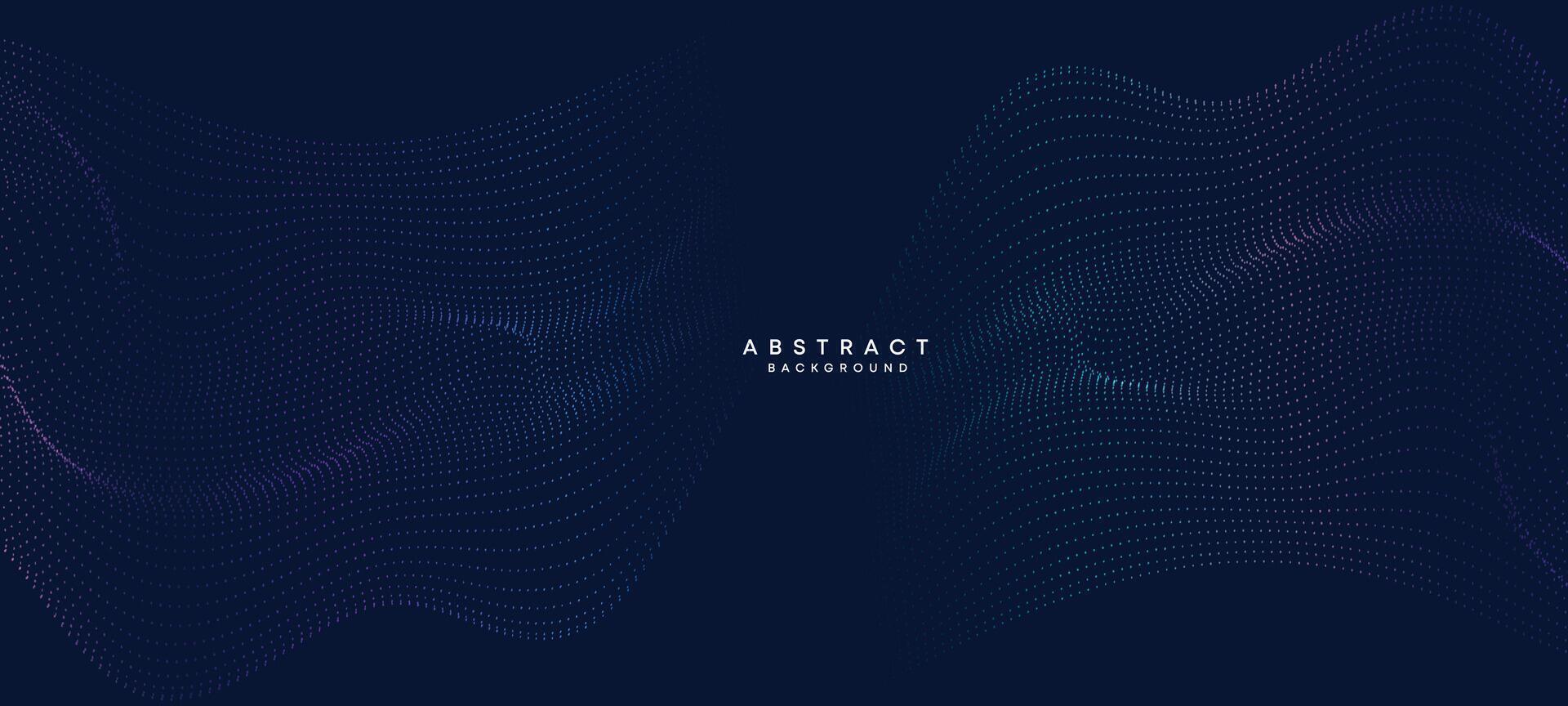 abstrakt Blau, Grün Gradient fließend Punkt winken Partikel geometrisch Technologie Hintergrund. Digital futuristisch lila, Rosa Gradient gepunktet Welle. Konzept zum Wissenschaft, Musik- Abdeckung, Webseite, Header vektor