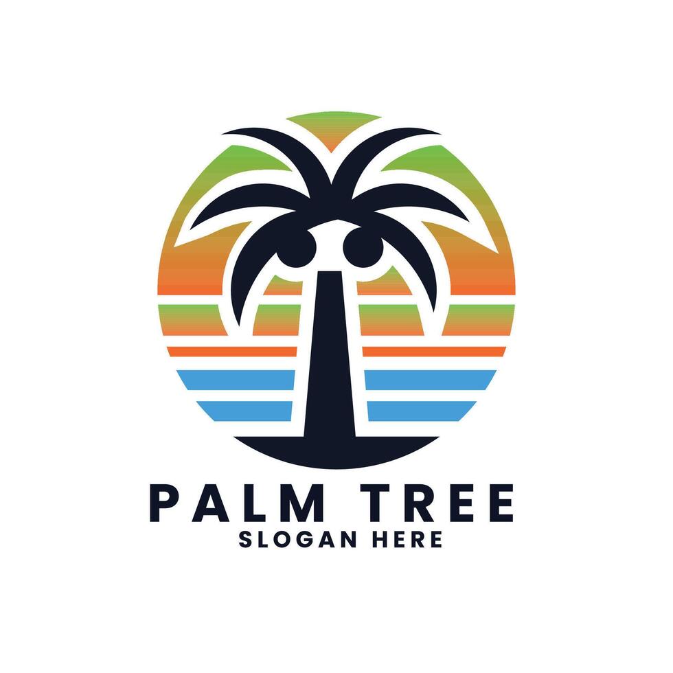 hav hav strand logotyp design.palm träd logotyp design vektor.våg logotyp design.blad träd logotyp design vektor