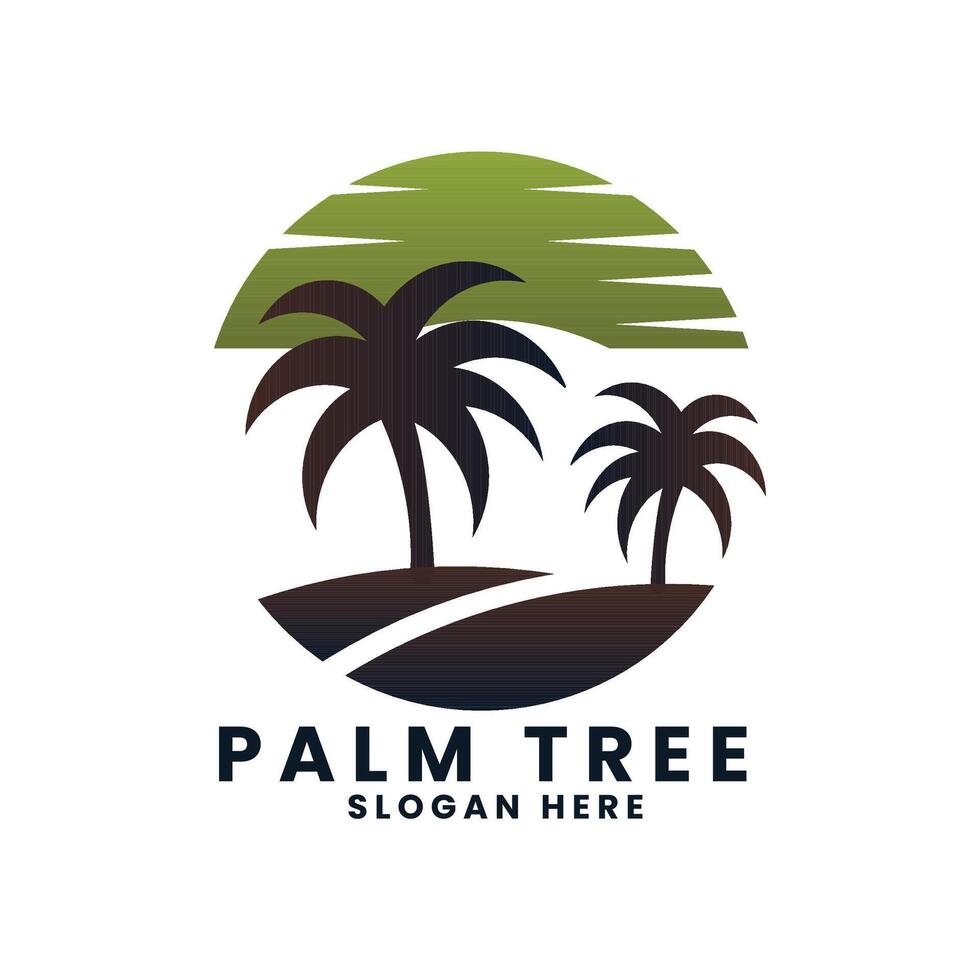 Sonnenuntergang Meer Ozean Strand Logo design.palm Baum Logo Design Vektor.Welle Logo design.blatt Baum Logo Design vektor