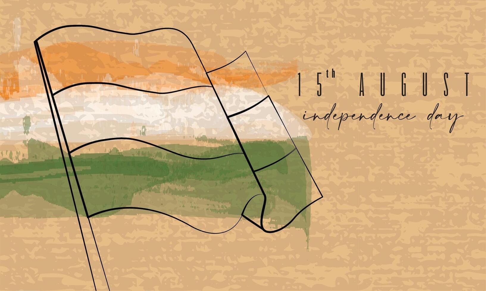 Gliederung von ein Flagge auf ein farbig glücklich indisch unabhängig Tag Vektor