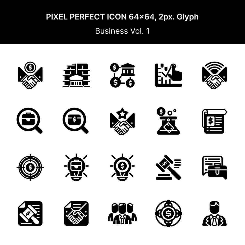 företag ikon pixel perfekt, storlek 64x64 med 2px glyf, volym 02. perfekt för din design projekt behov. vektor