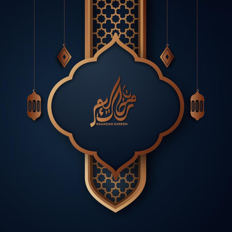 realistisk ramadan bakgrund med islamic mönster, lykta. för baner, hälsning kort vektor