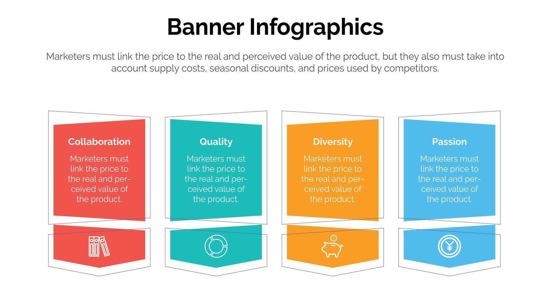 Business-Infografik-Designvorlage mit 4 Optionen, Schritten oder Prozessen. kann für Workflow-Layout, Diagramm, Jahresbericht, Webdesign verwendet werden vektor