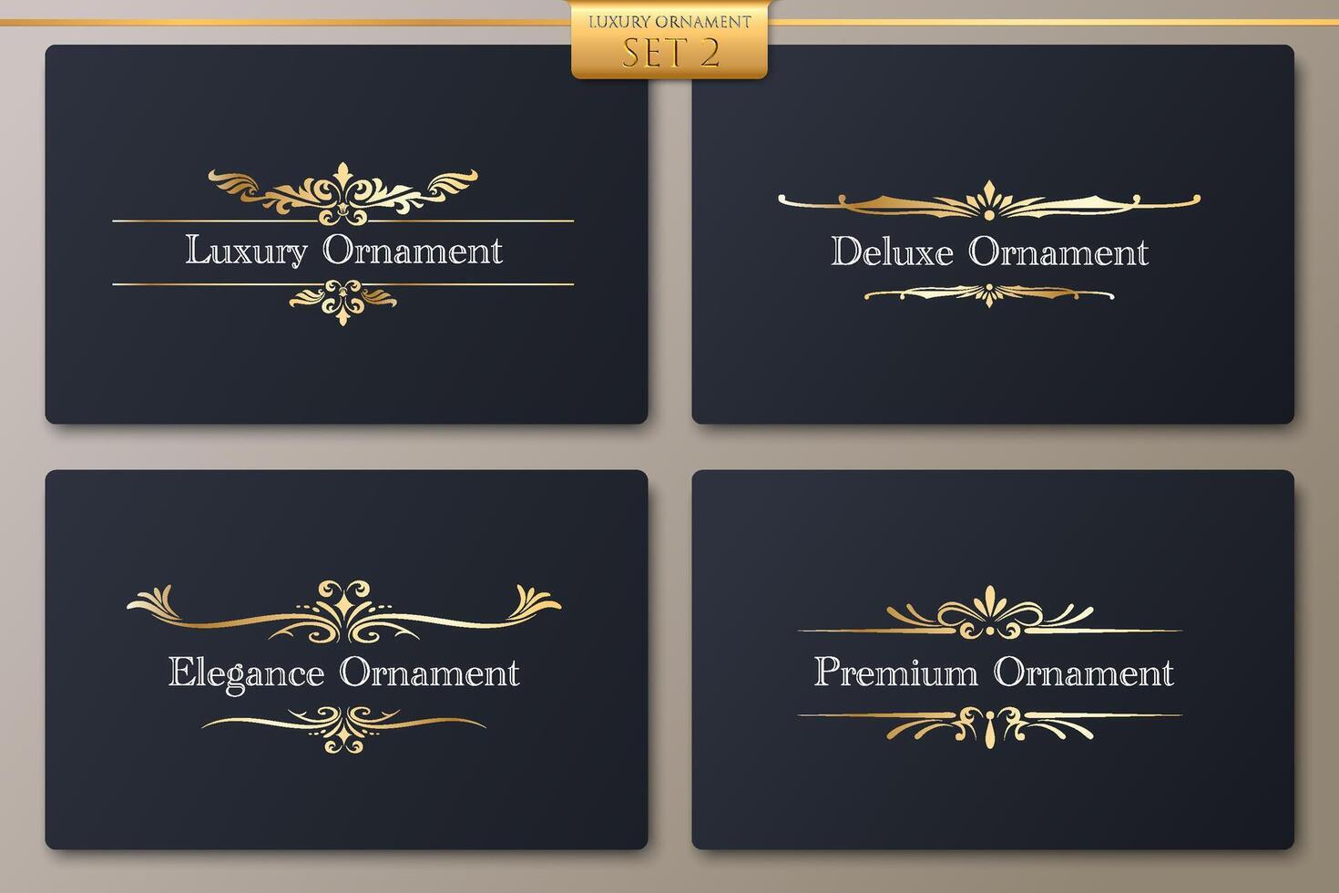 Ornament Gold Luxus Vektor Satz, Prämie Design zum dekorativ Einladungen Karte, Rahmen, Deluxe Speisekarte, Produkt Etiketten, Grafik Design, Cafe, Boutiquen, dokumentieren, Hochzeit Einladungen, Webseite, Verpackung