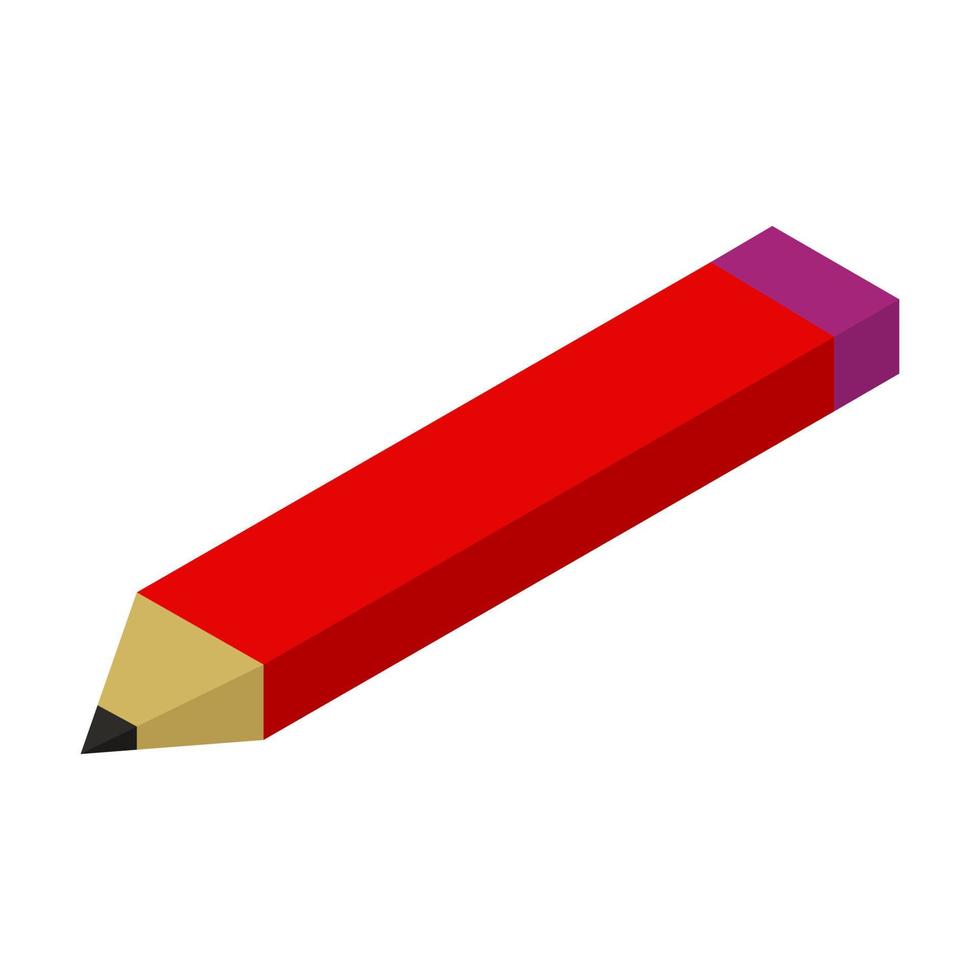 isometrischer Bleistift auf weißem Hintergrund vektor