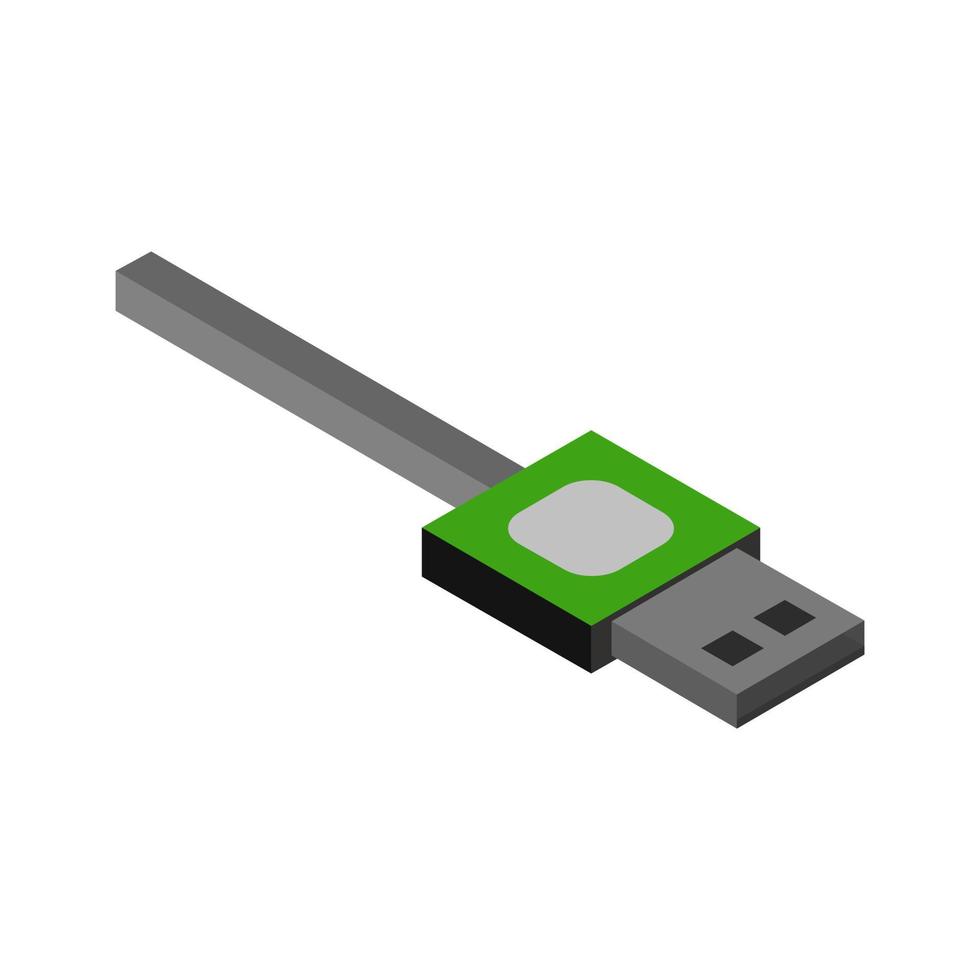 isometrisches USB-Kabel auf weißem Hintergrund vektor