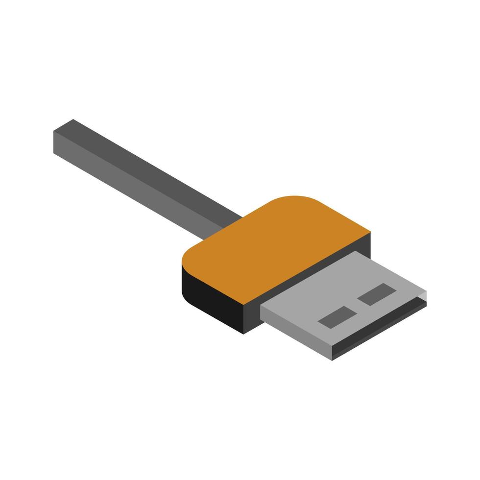 isometrisches USB-Kabel auf weißem Hintergrund vektor