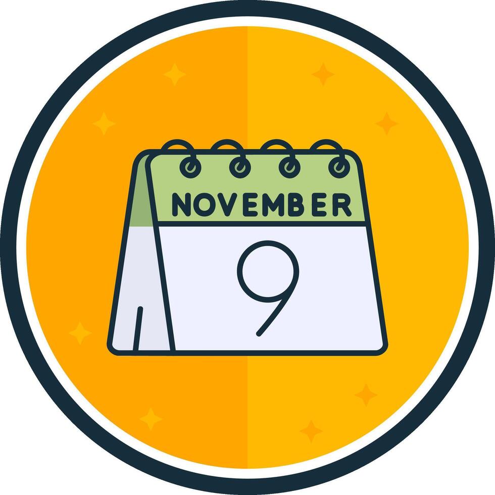 9:e av november fylld vers ikon vektor