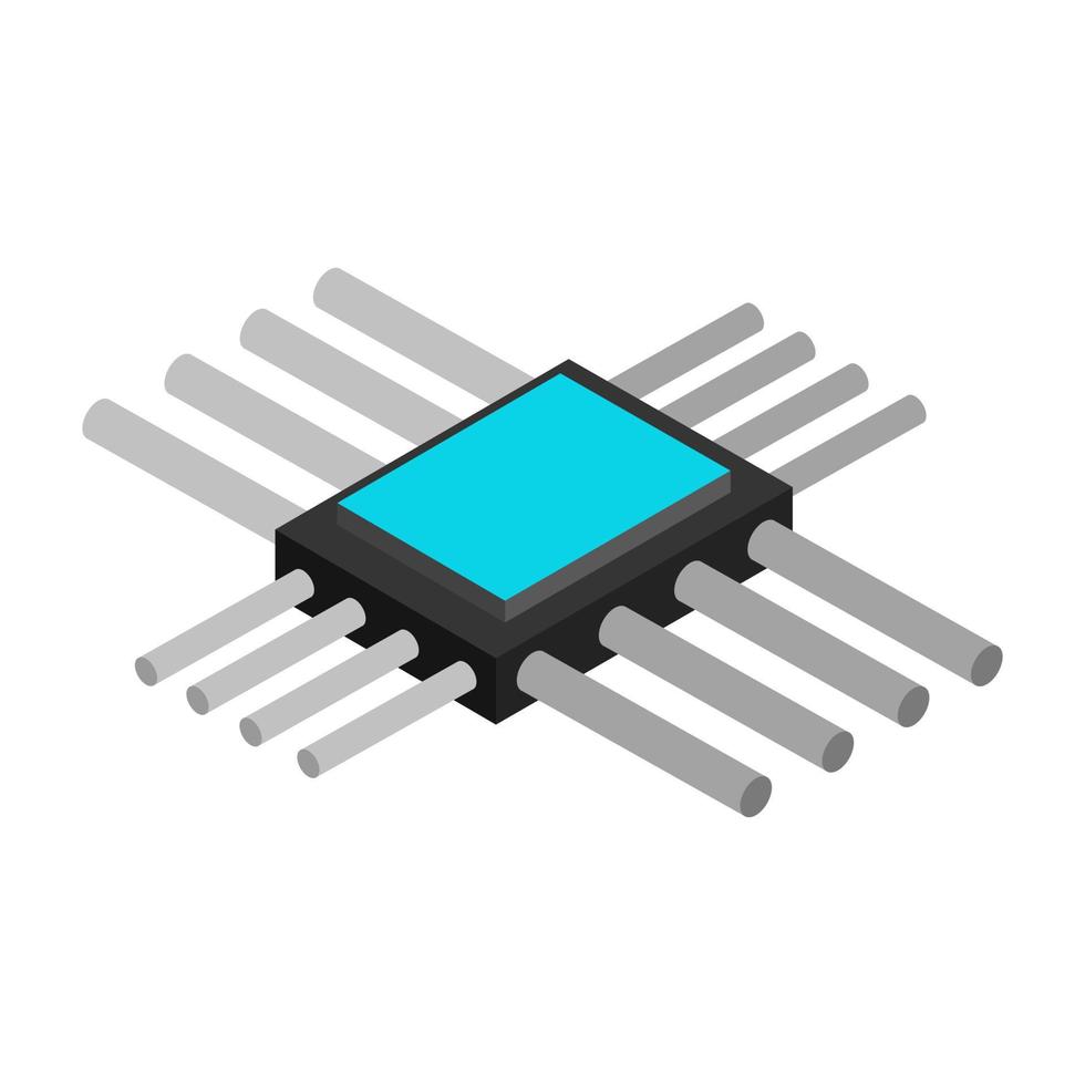 isometriskt mikrochip på en vit bakgrund vektor