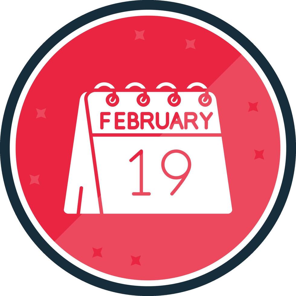 19:e av februari glyf vers ikon vektor