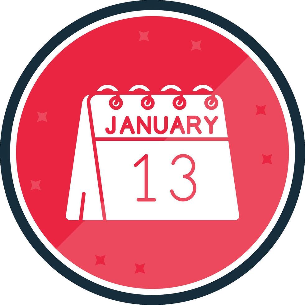 13: e av januari glyf vers ikon vektor