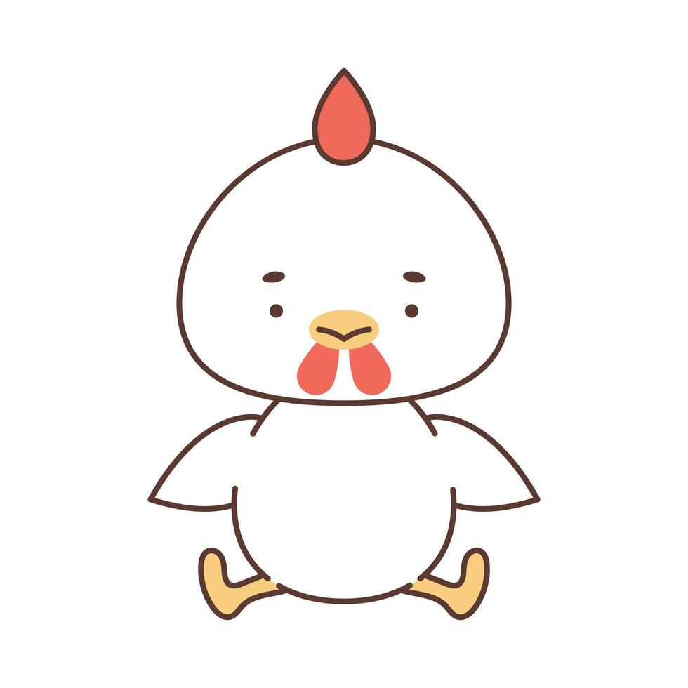 söt söt kyckling. söt djur i söt stil. ritningar för barn. isolerat vektor illustration