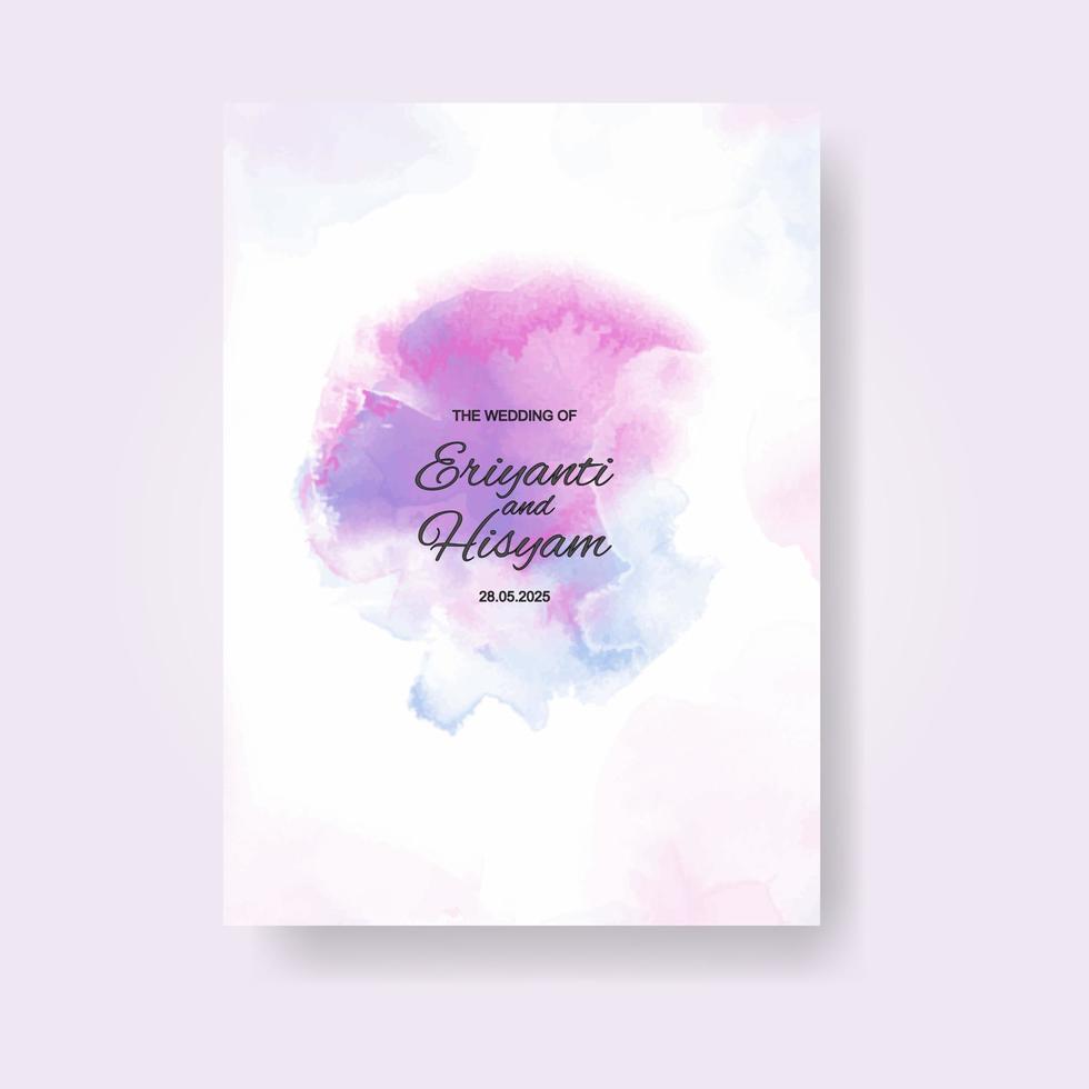 Aquarell Hochzeitseinladungskarte. schönes hochzeitskartenaquarell mit spritzen. vektor