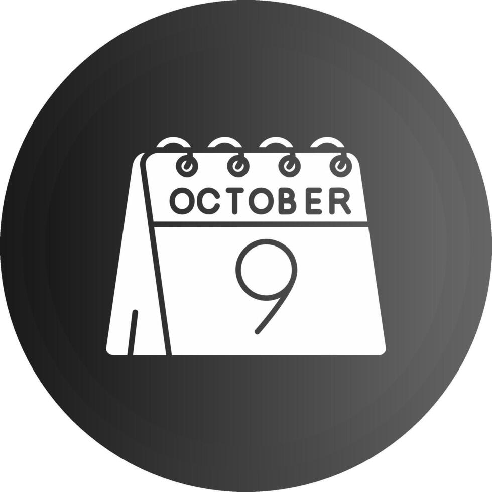 9:e av oktober fast svart ikon vektor
