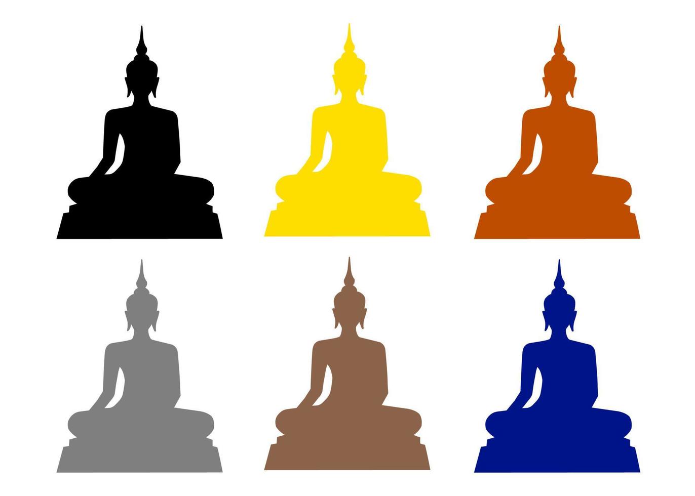 Silhouette Zeichenstil sitzende Buddha-Statue auf weißem Hintergrund. einfach flaches Design mit verschiedenen Volltonfarben.. vektor