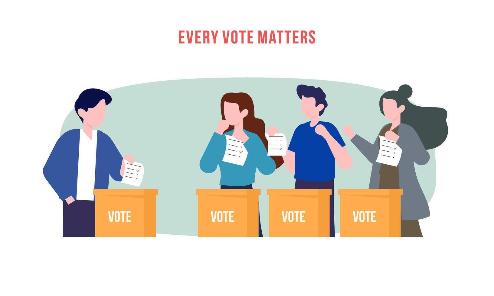 polling plats platt vektor illustration. väljarna personer gjutning omröstningar sätta papper med rösta in i