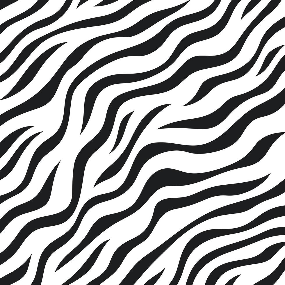 trendig zebra hud mönster bakgrund vektor. svart och vit linje Vinka abstrakt bakgrund. vektor