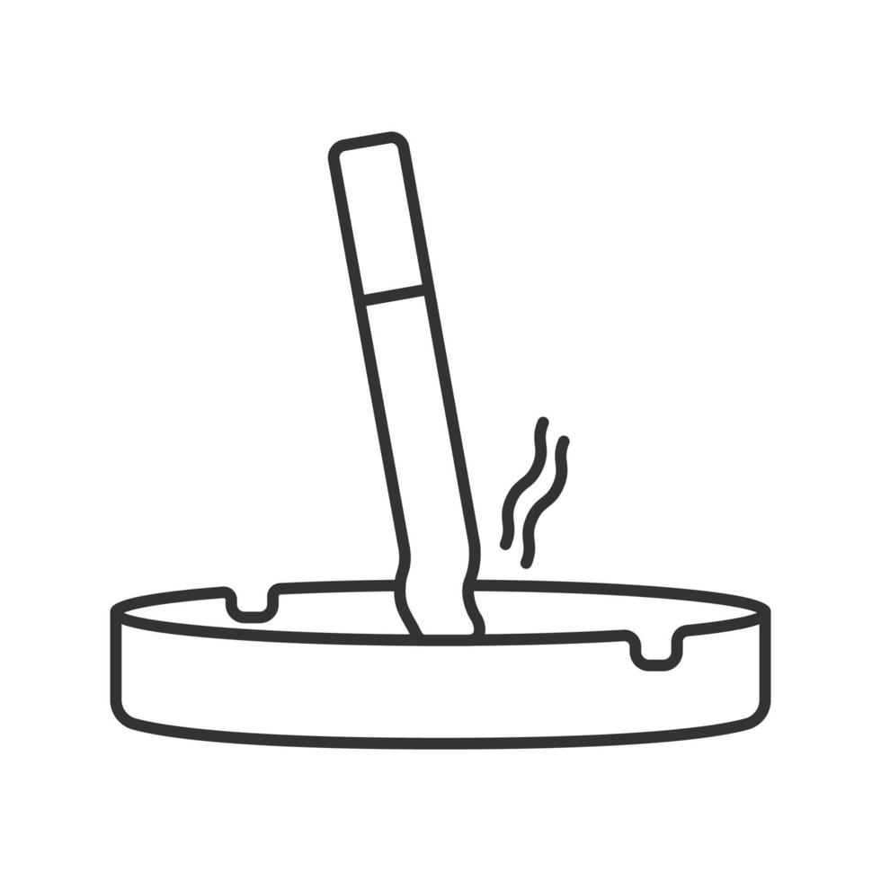 askkopp med linjär ikon för cigarett. tunn linje illustration. sluta röka. kontur symbol. vektor isolerade konturritning