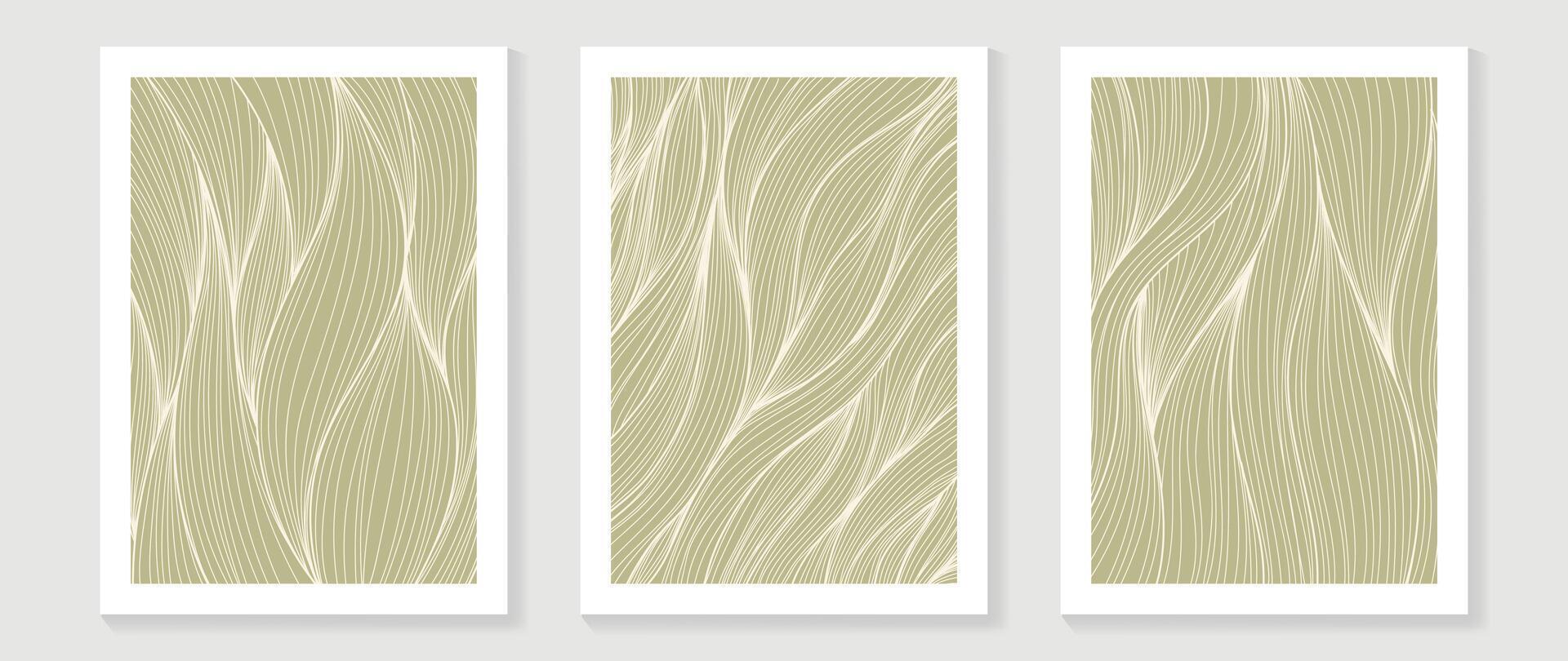 abstrakt Linie Kunst Hintergrund Vektor. minimalistisch modern botanisch Kontur Zeichnung auf Grün Farbe. zeitgenössisch Kunst Design Illustration zum Hintergrund, Mauer Dekor, Karte, Poster, Abdeckung, drucken. vektor