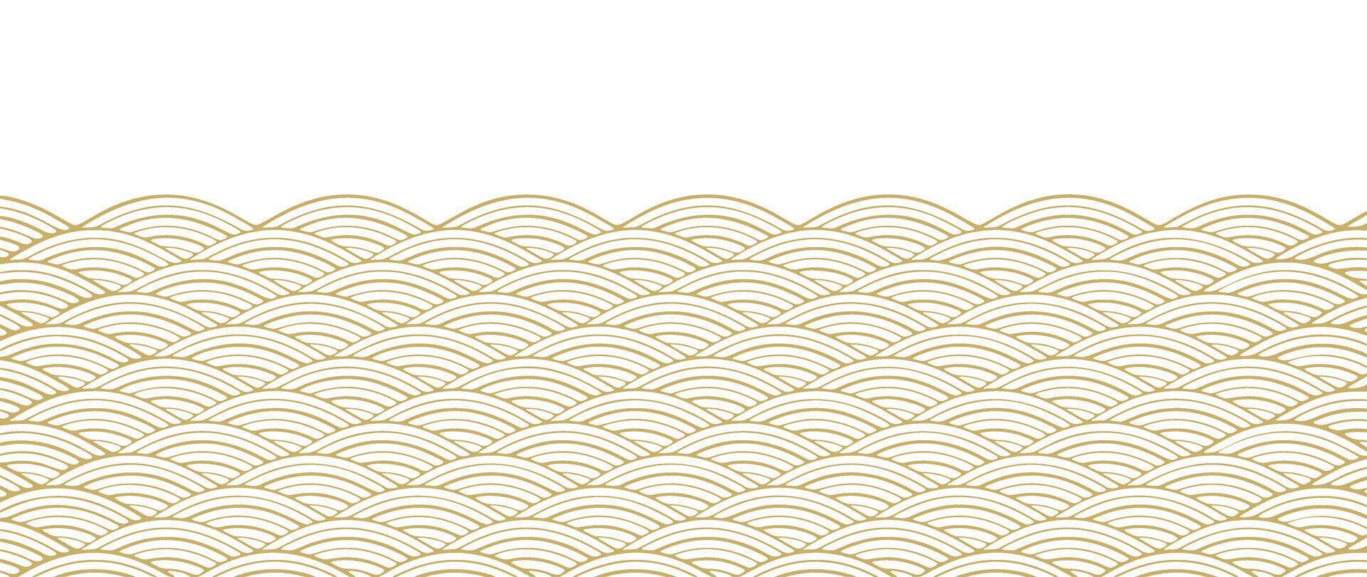 japanisch Gold Welle Hintergrund Vektor. Hintergrund Design mit Gold und Weiß Ozean Welle Muster Hintergrund. modern Luxus orientalisch Illustration zum Abdeckung, Banner, Webseite, Dekor, Grenze. vektor