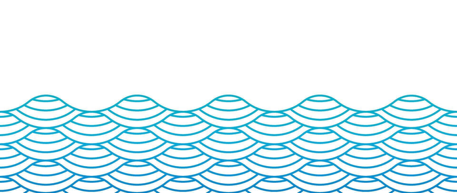 japanisch Blau Welle Hintergrund Vektor. Hintergrund Design mit Blau und Weiß nahtlos Ozean Welle Muster Hintergrund. modern Luxus orientalisch Illustration zum Abdeckung, Banner, Webseite, Dekor, Grenze. vektor