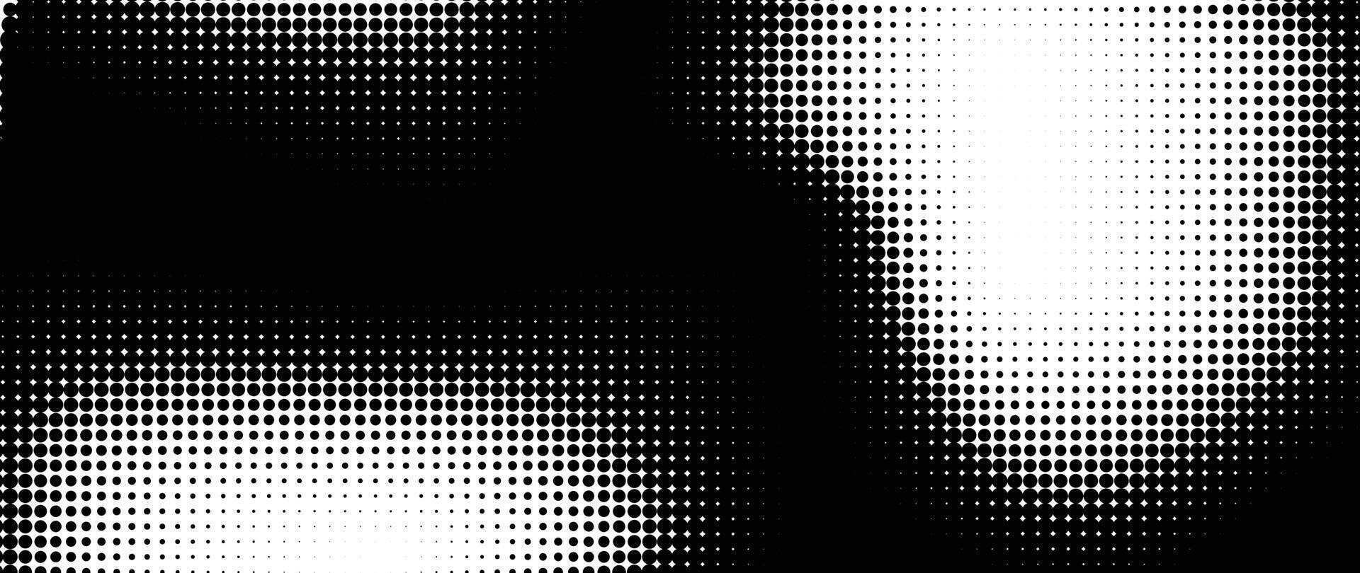 halvton punkt bakgrund mönster vektor illustration. svartvit lutning prickad modern textur och blekna bedrövad täcka över. design för affisch, omslag, baner, företag kort, mock-up, klistermärke, layout.