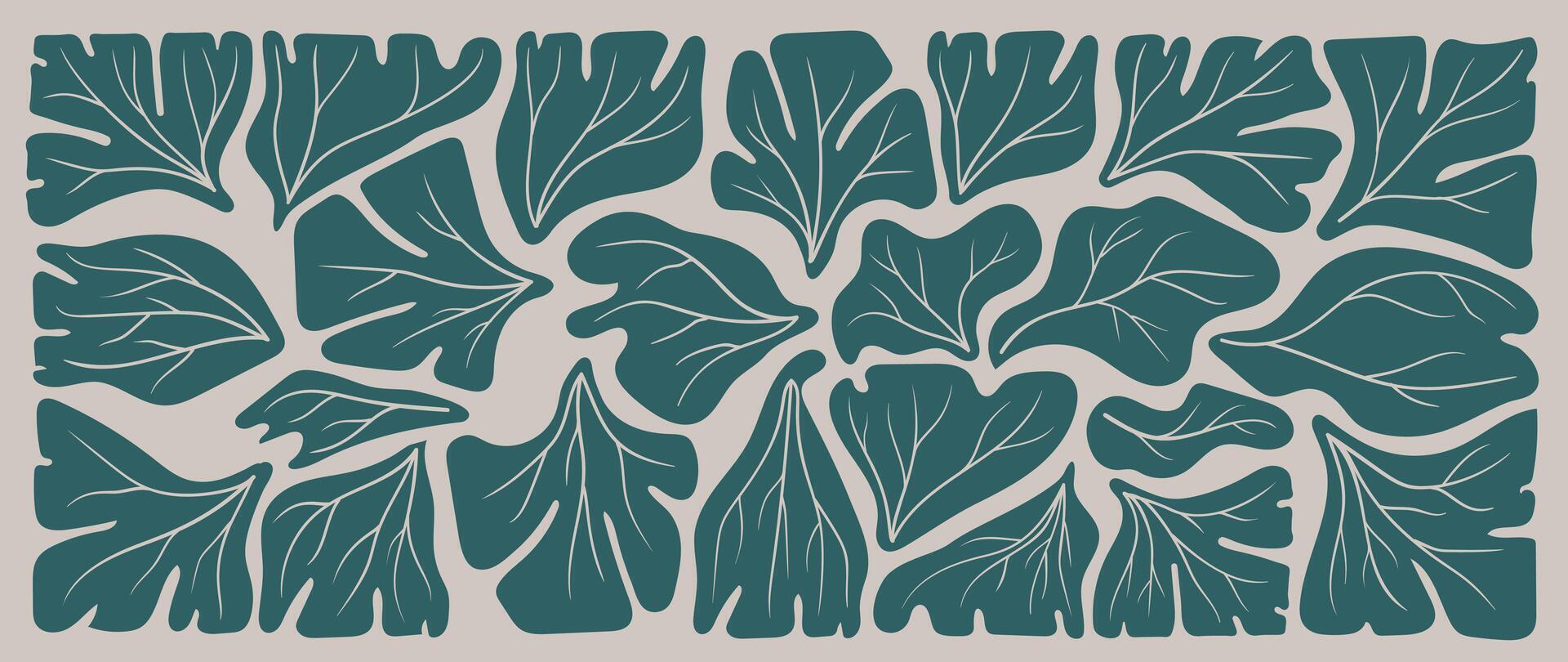 abstrakt botanisch Kunst Hintergrund Vektor. natürlich Hand gezeichnet Muster Design mit Blätter Ast. einfach zeitgenössisch Stil illustriert Design zum Stoff, drucken, Abdeckung, Banner, Hintergrund. vektor