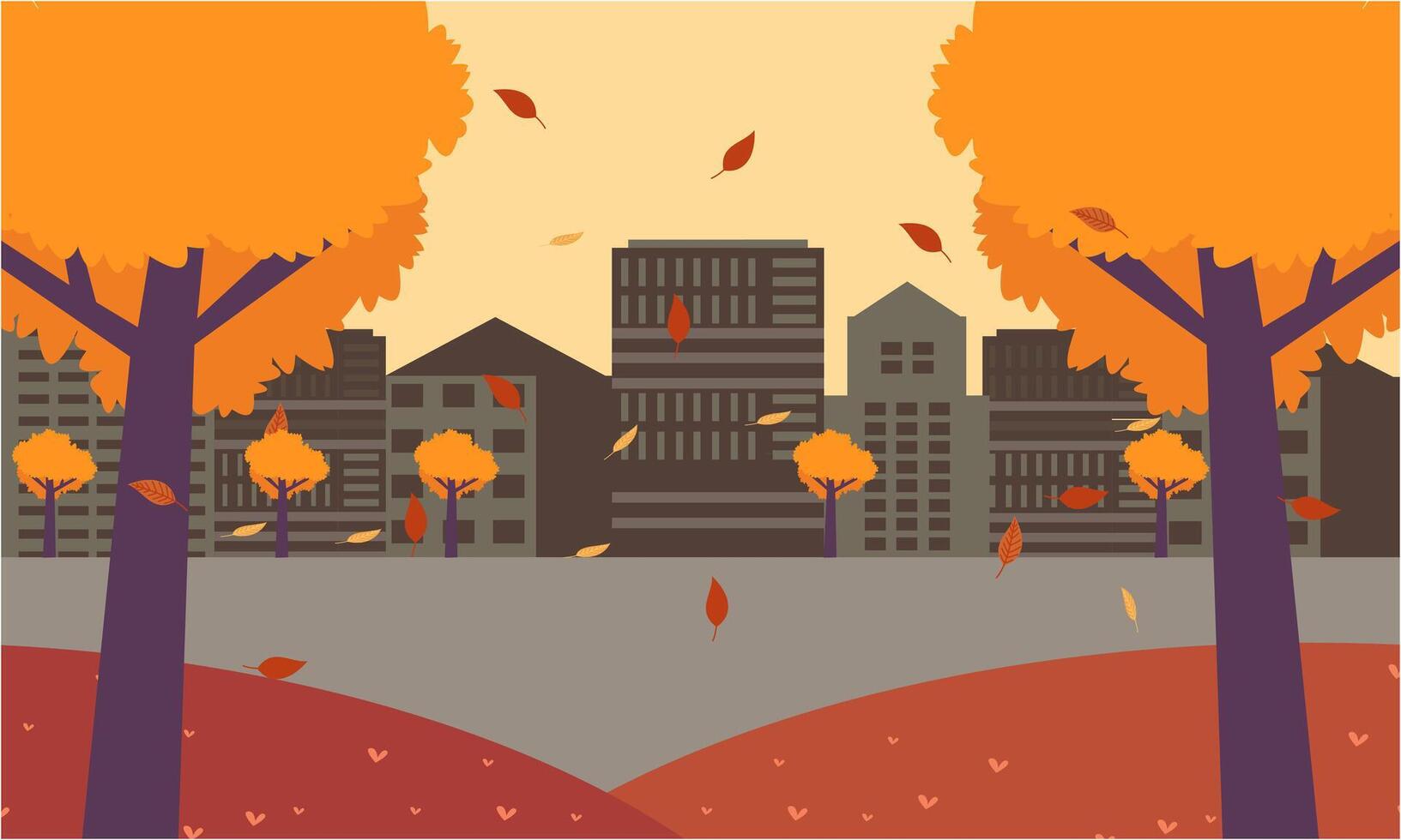 Stadt Straße von das Herbst Stadt Illustration vektor