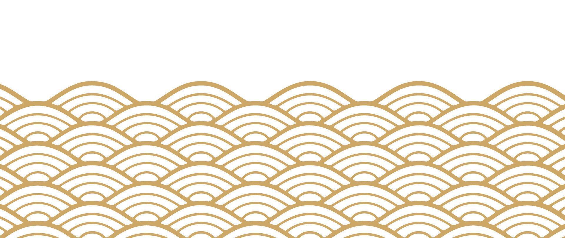 japanisch Gold Welle Hintergrund Vektor. Hintergrund Design mit Gold und Weiß Ozean Welle Muster Hintergrund. modern Luxus orientalisch Illustration zum Abdeckung, Banner, Webseite, Dekor, Grenze. vektor