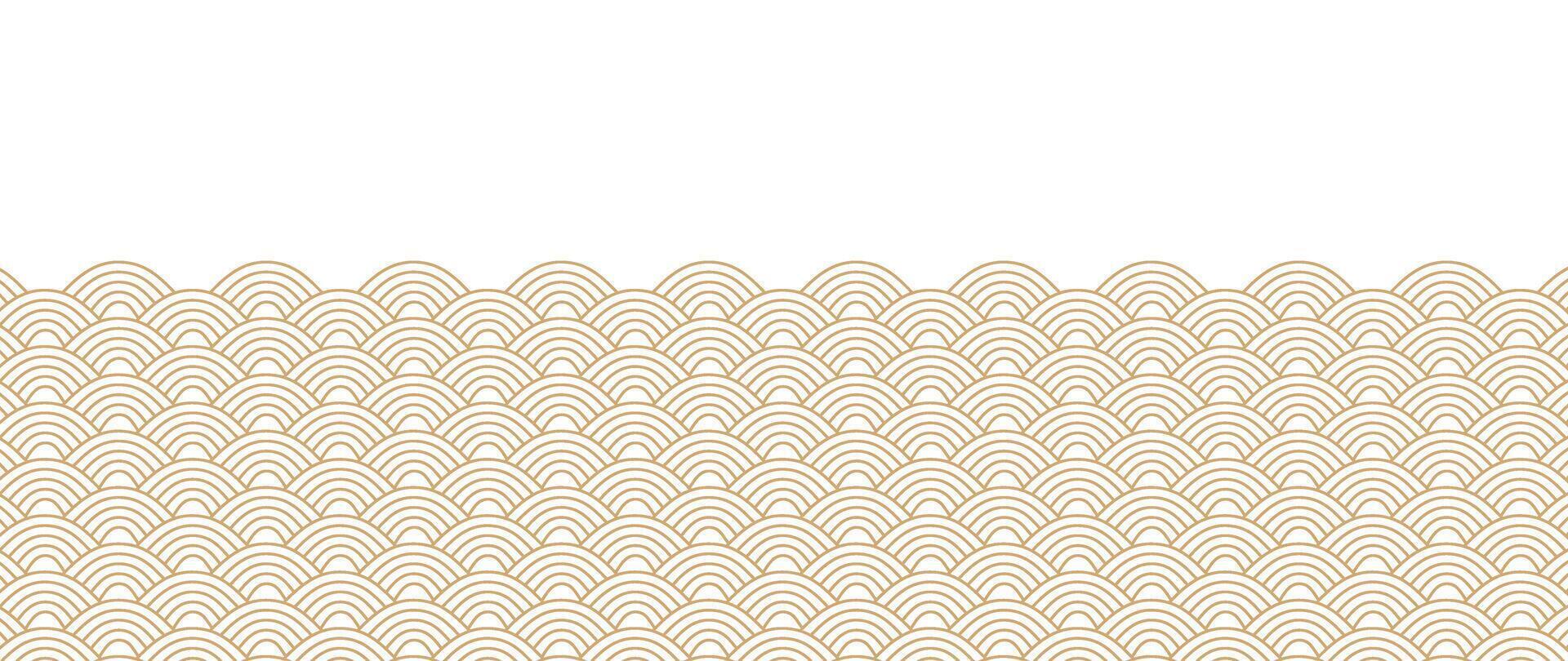 japanisch Gold Welle Hintergrund Vektor. Hintergrund Design mit Gold und Weiß Ozean Welle Muster Hintergrund. modern Luxus orientalisch Illustration zum Abdeckung, Banner, Webseite, Dekor, Grenze. vektor