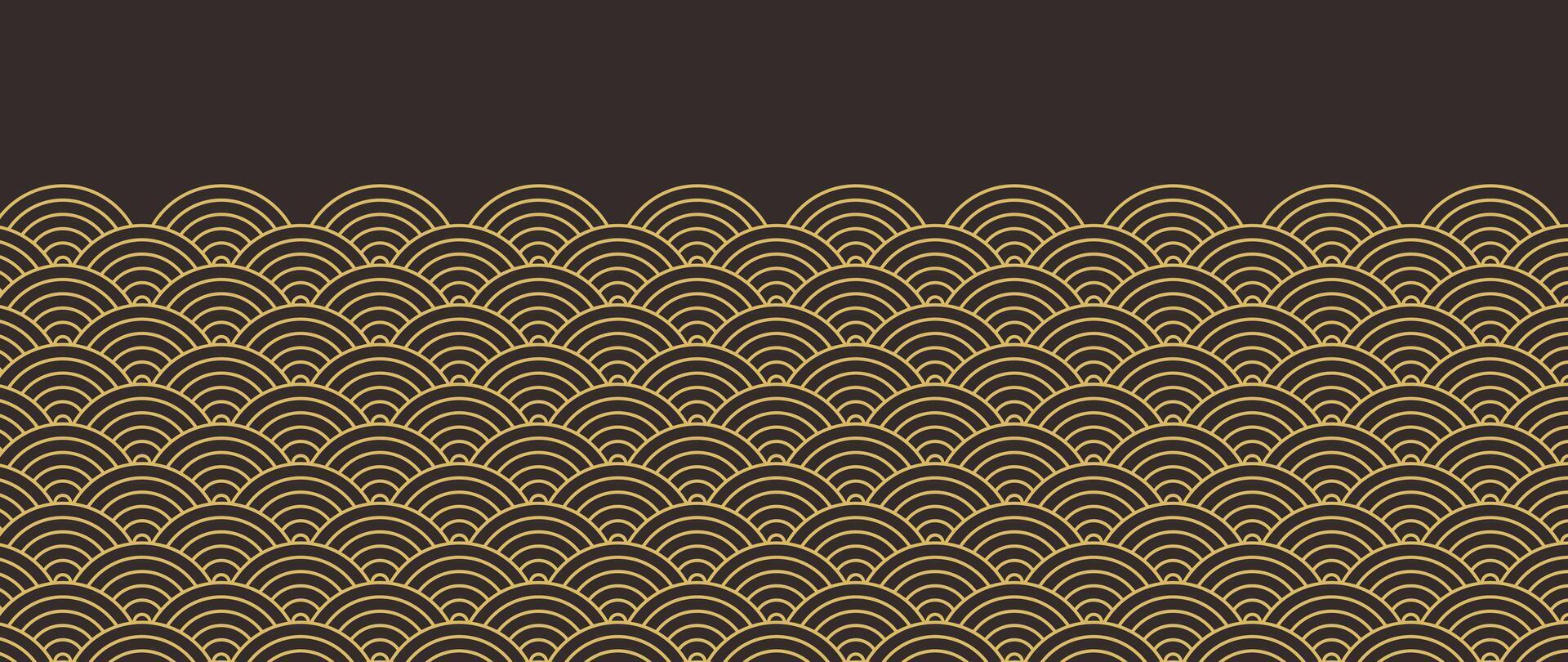 glücklich Chinesisch Neu Jahr Hintergrund Vektor. Hintergrund Design mit Gold Chinesisch Muster auf schwarz Hintergrund. modern Luxus orientalisch Illustration zum Abdeckung, Banner, Webseite, Dekor, Grenze, rahmen. vektor