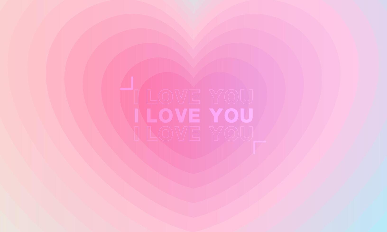 pastell rosa och blå bakgrund för valentine dag festival design. mjuk hjärta form ram design och ord av kärlek. Lycklig hjärtans dag hälsning kort. trendig gradienter. vektor design.