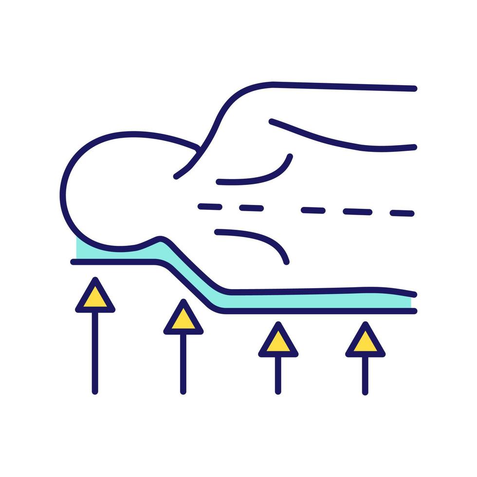 Farbsymbol für orthopädische Matratzen. anatomische Memory-Schaum-Matratze. orthopädische Wirbelsäulenunterstützung. richtige Schlafposition. isolierte Vektorillustration vektor