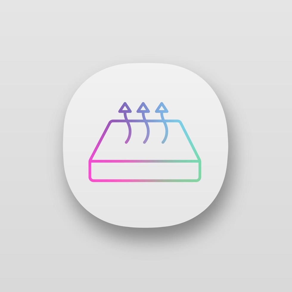 App-Symbol für atmungsaktive Matratzen. Kinderbettmatratze mit atmungsaktivem Bezugsstoff. ui ux-Benutzeroberfläche. Web- oder mobile Anwendung. isolierte Vektorgrafik vektor