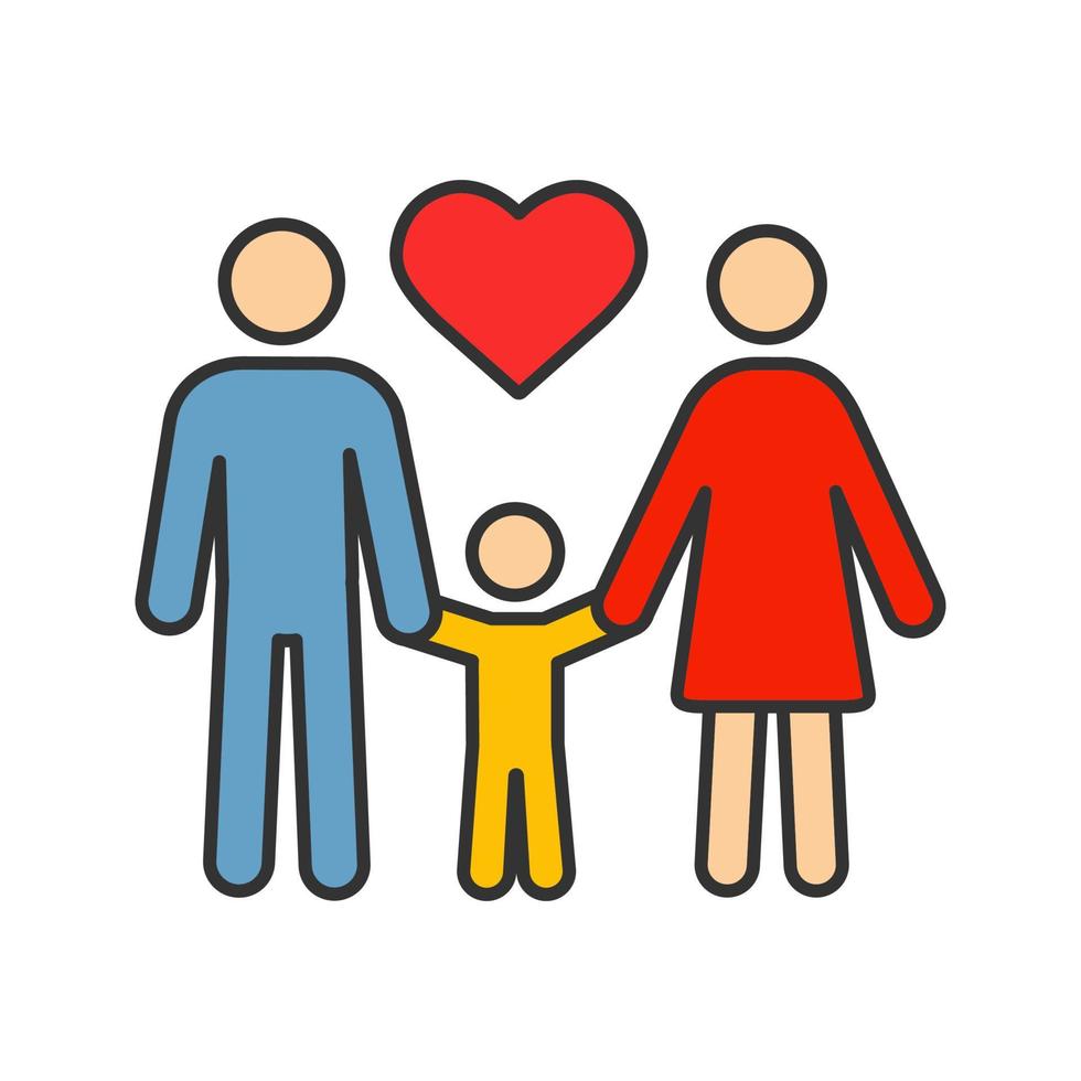 familjens färgikon. adoption. föräldraskap. mamma, pappa och barn. isolerade vektor illustration