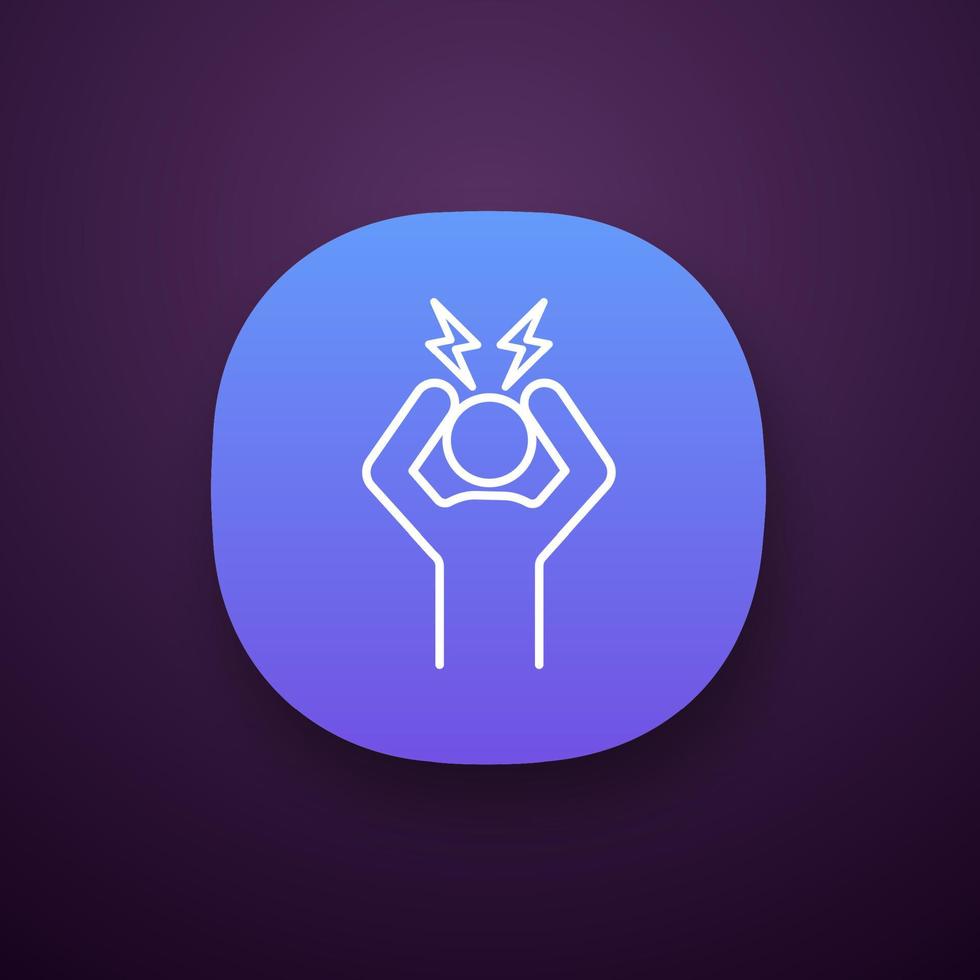 Kopfschmerz-App-Symbol. ui ux-Benutzeroberfläche. Wut und Ärger. Frustration. Nervöse Spannung. Aggression. beruflicher Stress. Stresssymptom. Web- oder mobile Anwendung. isolierte Vektorgrafik vektor