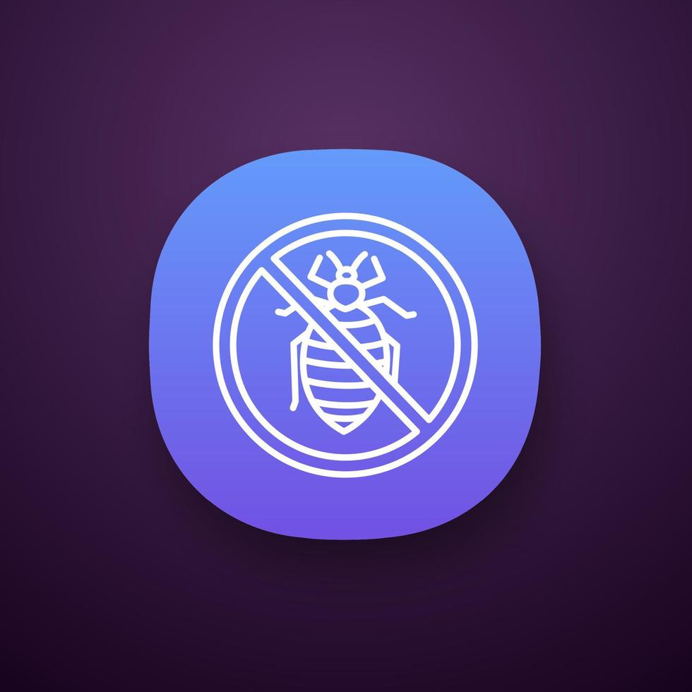 Stoppen Sie Bettwanzen- und Hausstaubmilbenzeichen-App-Symbol. antiallergisches und antibakterielles Material. Anti-Bettwanze, Hausstaubmilben-Matratzenschoner. Insekten abweisend. ui ux-Benutzeroberfläche. isolierte Vektorgrafik vektor