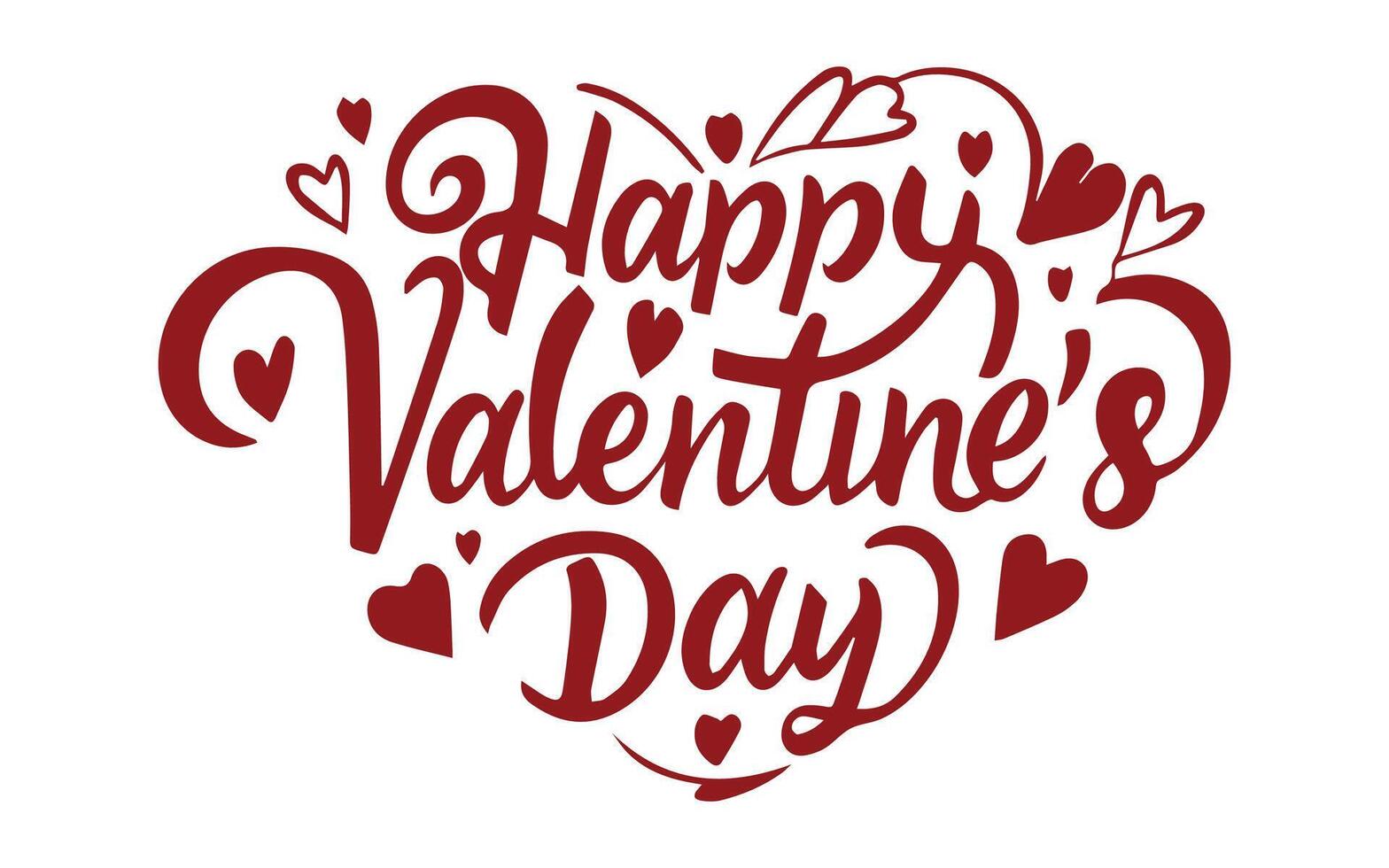 Beschriftung Valentinstag Hintergrund glücklich Valentinstag Tag im Herz gestalten Typografie Design. Illustration zum Poster, Postkarte Einladung, Banner, Vorlage. vektor