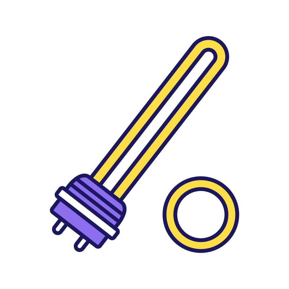 Symbol für die Farbe des Warmwasserbereiters. Tauchsieder. elektrisches Heizelement. isolierte Vektorillustration vektor