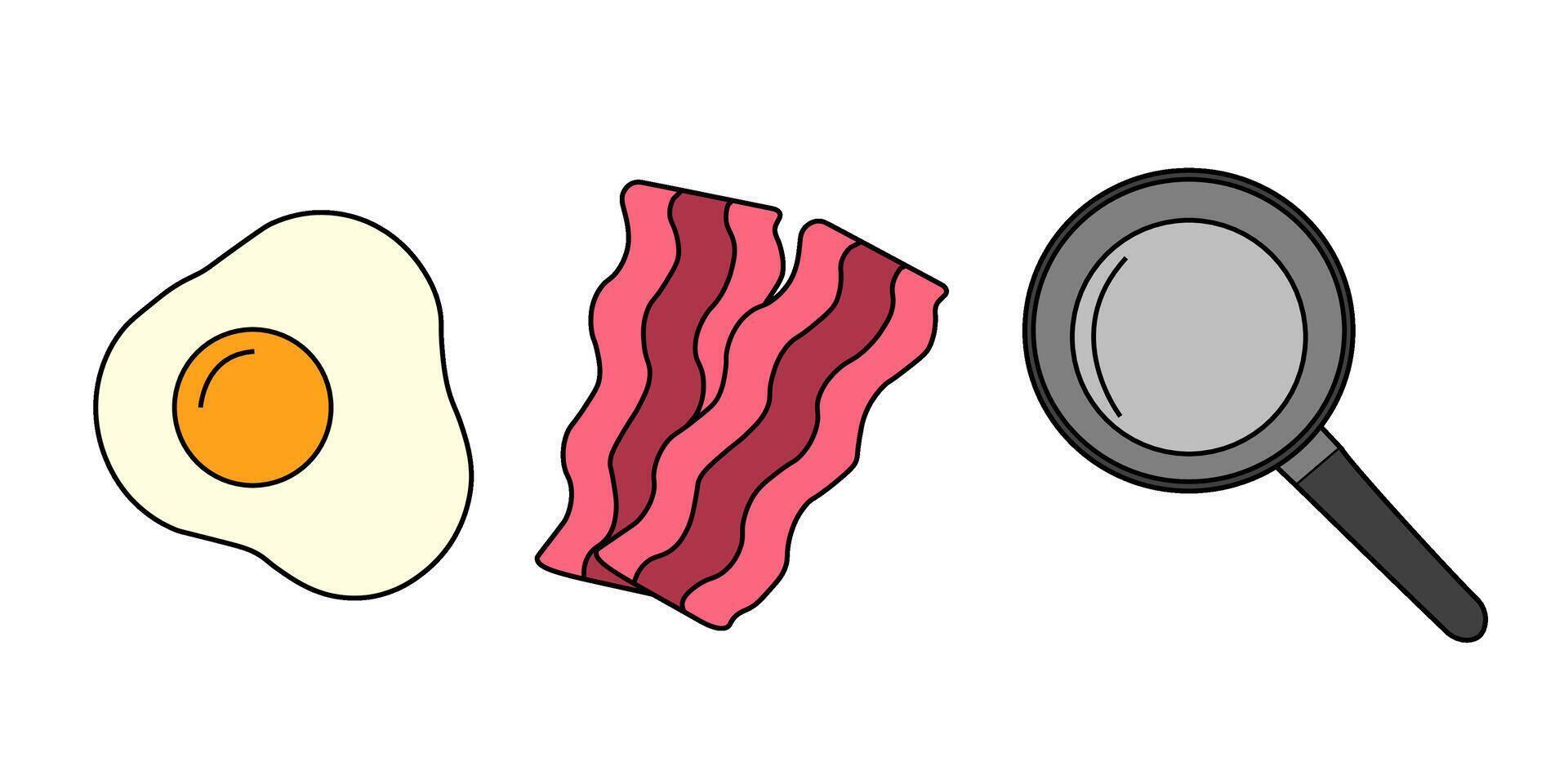 frukost med krypterade ägg, bacon och sallad löv.friska frukost tallrik.morgon tallrik.stekt ägg.brittisk frukost.isolerad på vit bakgrund.vektor platt illustration. vektor