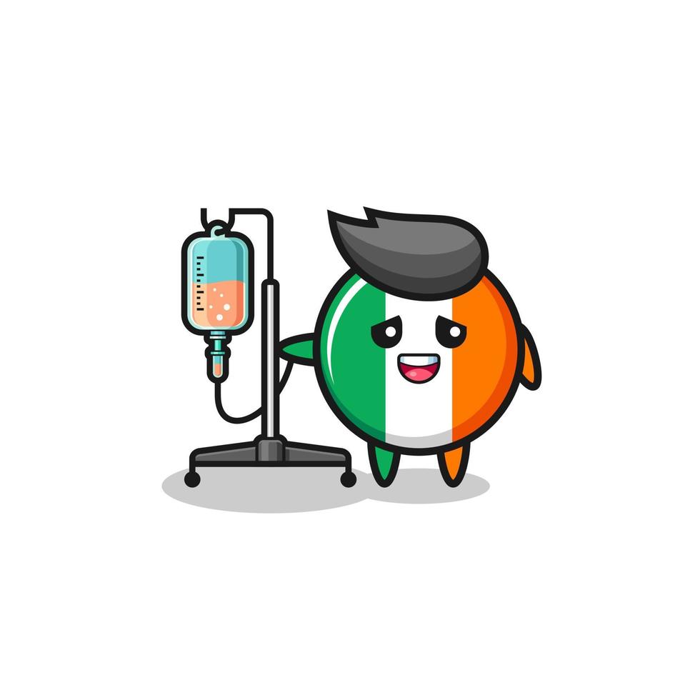 süße Irland-Flagge stehend mit Infusionsstange vektor