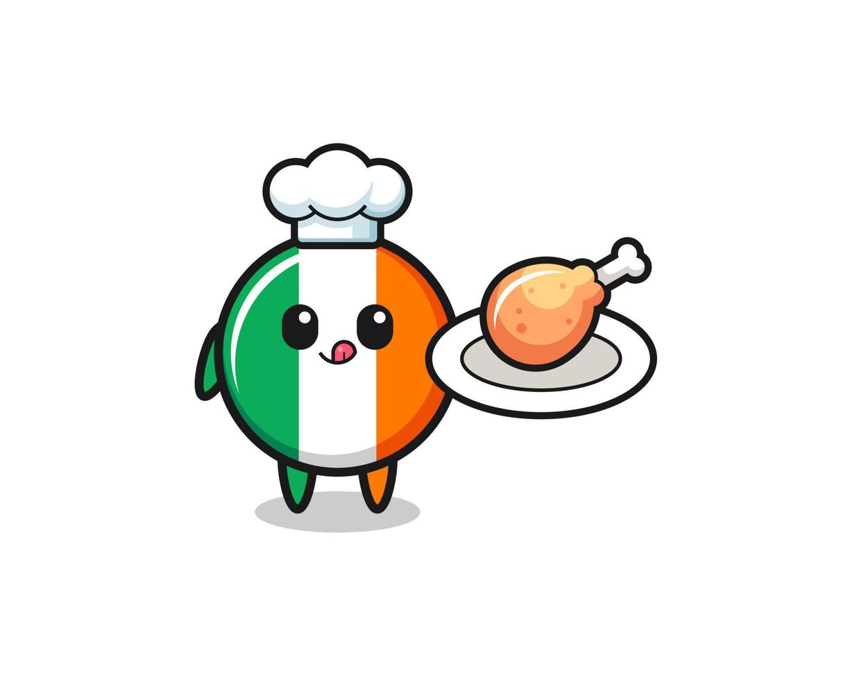 Irland flagga stekt kyckling kock seriefigur vektor