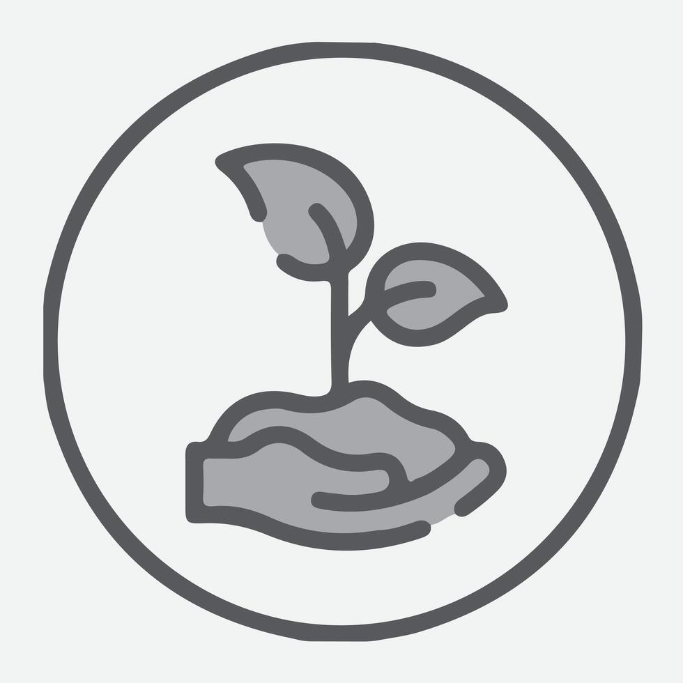 Nachhaltigkeit und Pflanze Vektor Symbol. Stil ist eben gerundet Symbol, grau Farbe, gerundet Winkel Hand, Silber Hintergrund.