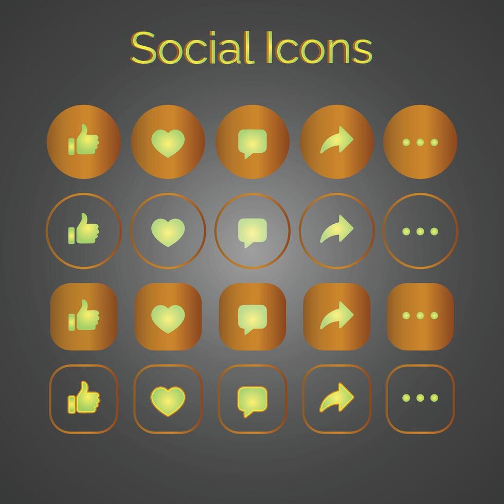 brun tema uppsättning av generisk social media användare gränssnitt ikoner. tycka om, kommentar, dela med sig och spara ikoner. social media platt ikon. vektor