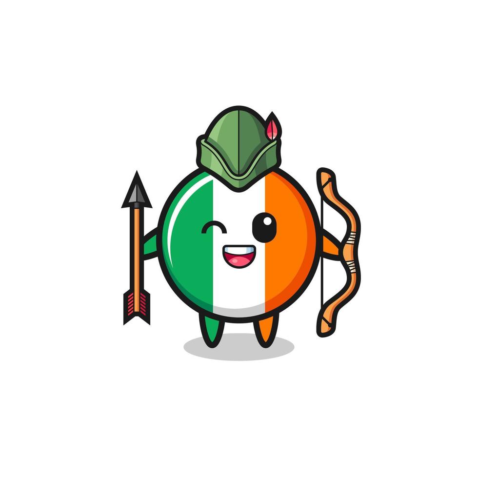 Irland flagga tecknad som medeltida bågskytt maskot vektor