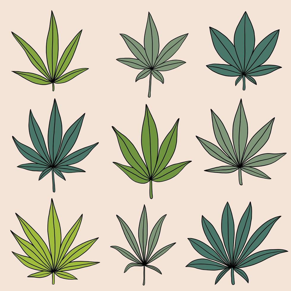 Einfachheit Cannabisblatt Freihand zeichnen flaches Design. vektor