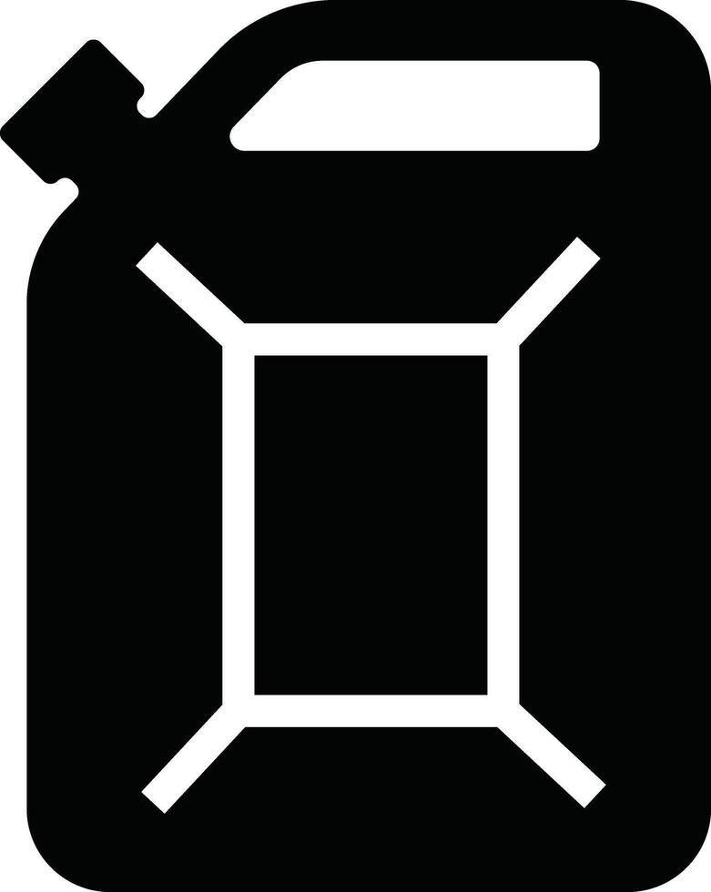 Jerry kan, burk ikon i platt stil piktogram isolerat på bensin, bensin, bränsle eller olja kan symbol. svart diesel plast tömma vatten burk vektor för appar, hemsida
